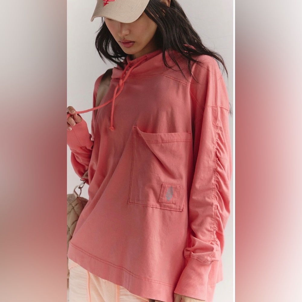 NWT FP Movement by Free People Hot Shot Oversized Hoodie in Hibiscus - Picture 2 of 9